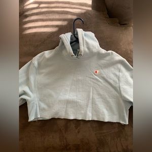 Iight blue champion cropped hoodie